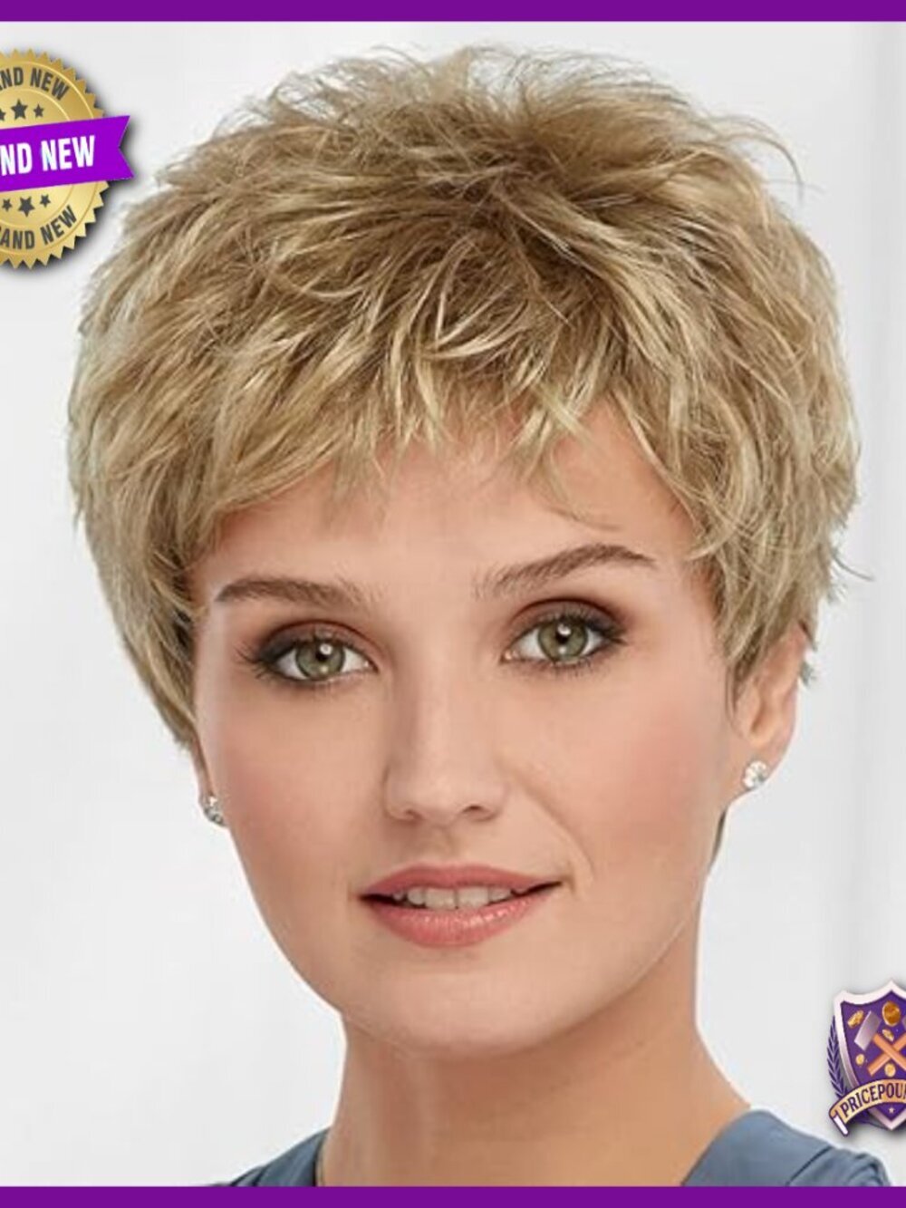 Short Pixie Wig with Textured Layers, Lightweight Synthetic Fiber, Average Fit